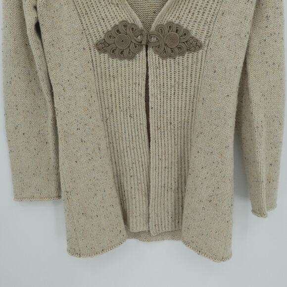 Soft Surroundings Sweater Cardigan Womens Medium Oatmeal Shawl Neck Long Toggle - Picture 9 of 12